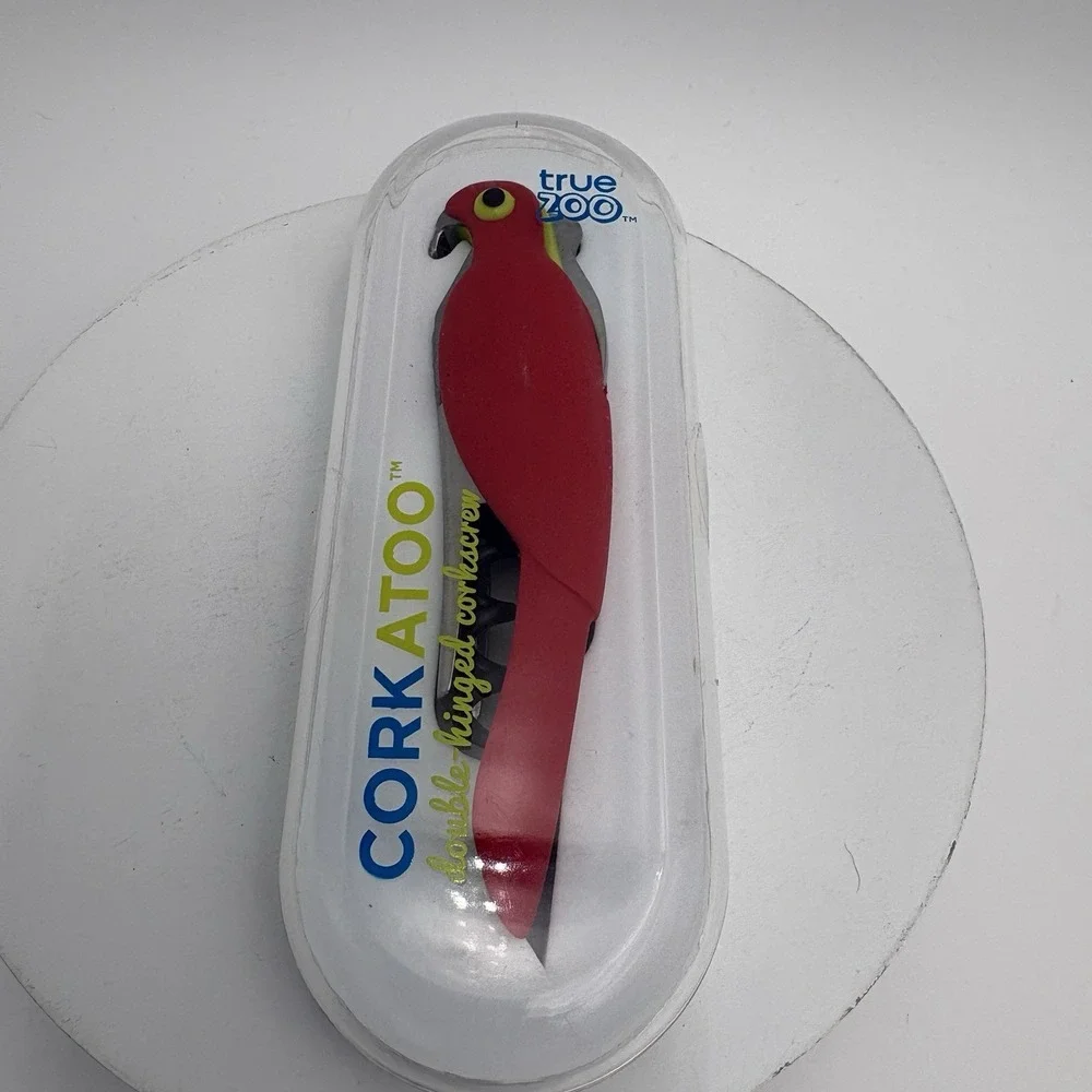 Cuckatoo Red Parrot Bird Corkscrew Bottle Opener Barware Multi Tool NIB